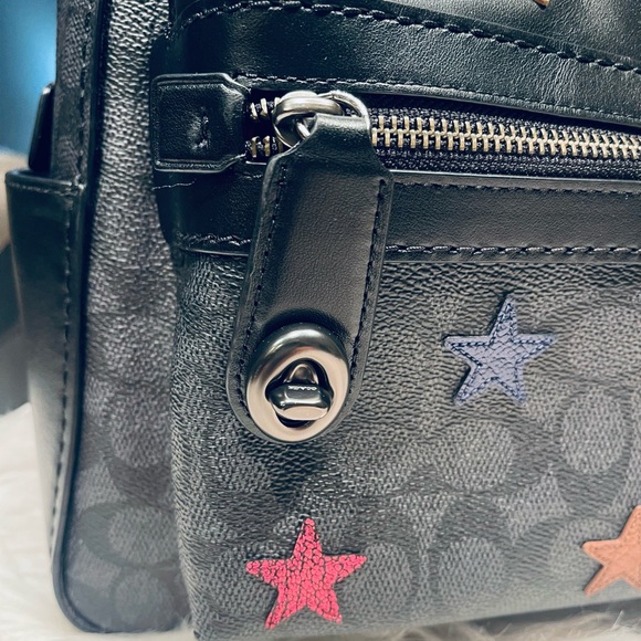 Coach Campus Backpack In Signature Canvas With Star Applique & Snakeskin Detail - Picture 14 of 16